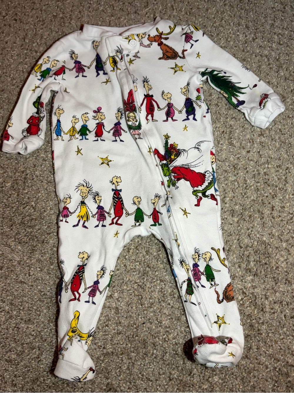 Pottery Barn Kids White GRINCH CHRISTMAS Footed Sleeper